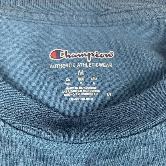Champion Shirt Mens Medium Blue Authentic Athleticwear Short Sleeve T Shirt - Picture 3 of 7